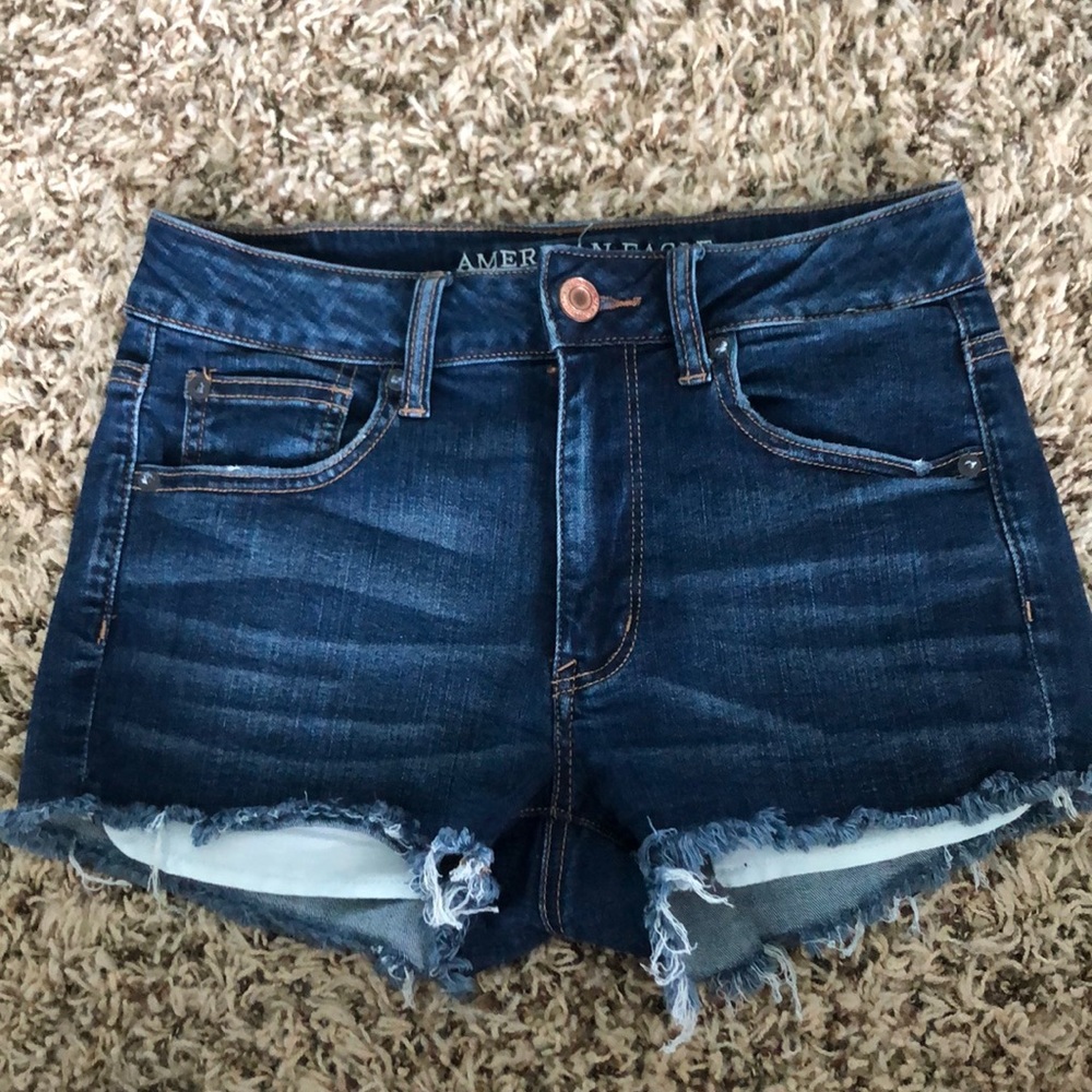 American Eagle Dark Wash High Waisted Shorts
